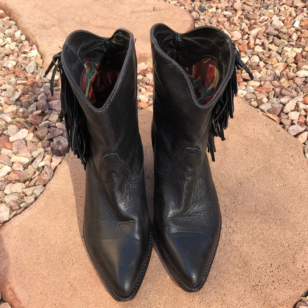 Zodiac Black Fringe Booties